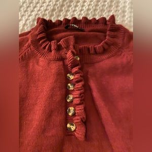 BTFMB Sweater Women's Medium 1/3 button up Long sleeve Burgundy